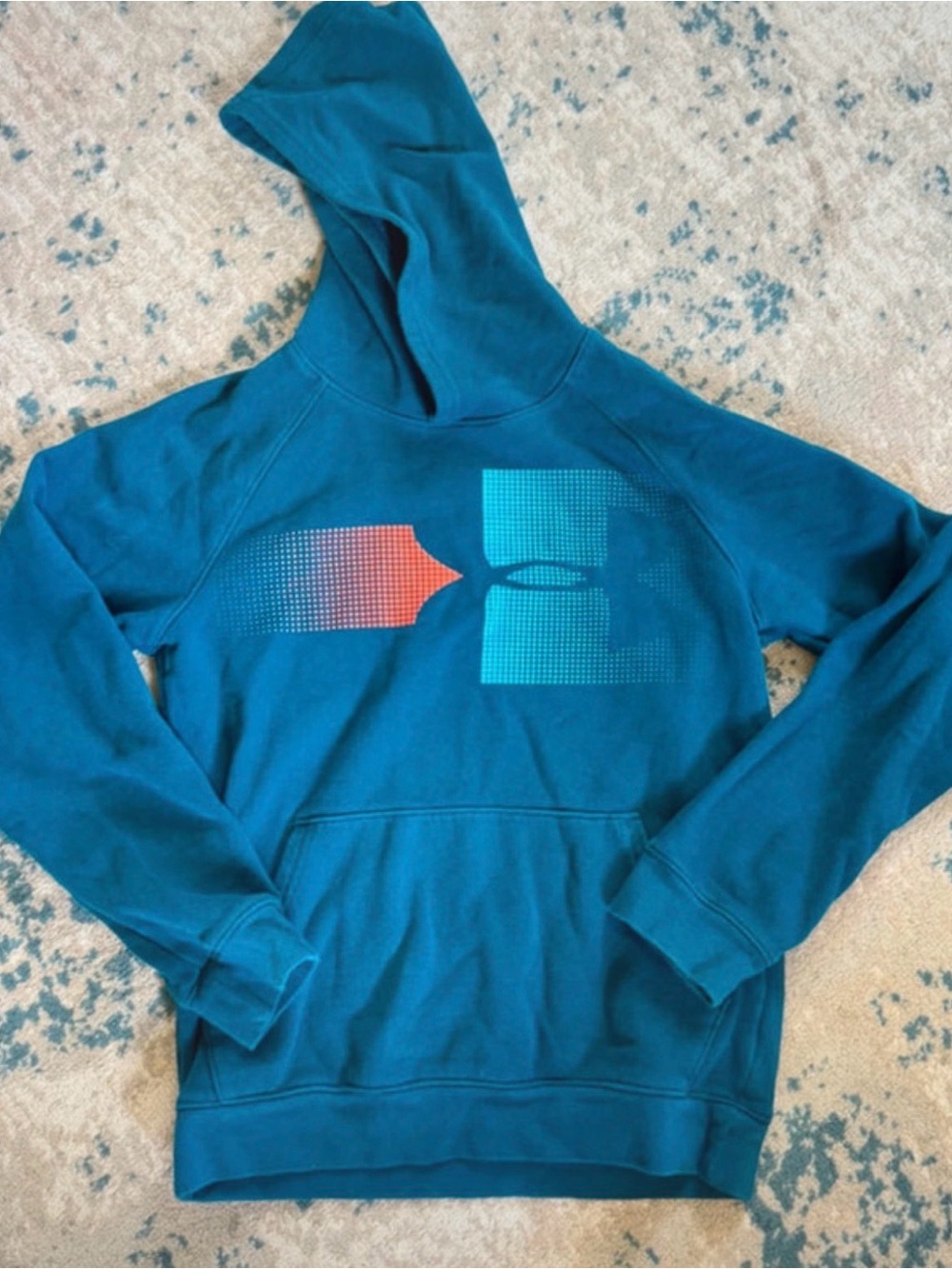 Boys YL Teal Under Armor Hoodie